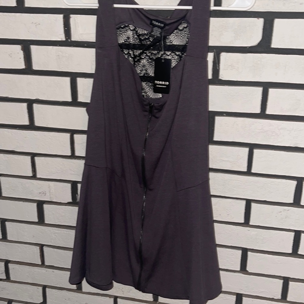 Gray sexy top zipper down